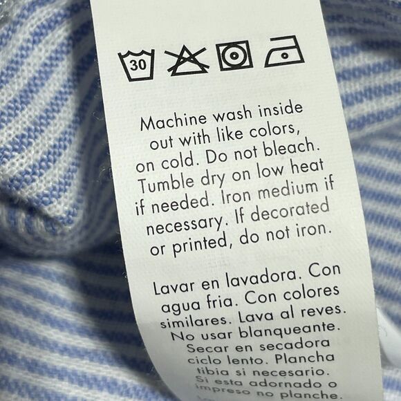 Justfab Striped Linen Blend Shirt Dress Sz XXL Blue White Button-Front Waist Tie - Picture 9 of 9